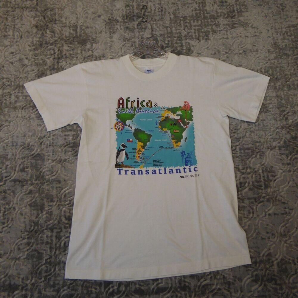 Vintage Princess Cruise Shirt Men Large White Africa South America Single Stitch